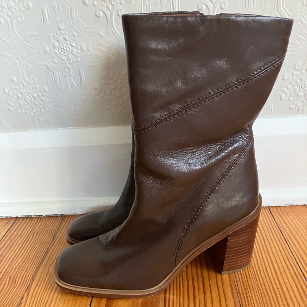 Franco Sarto Stevie brown mid calf boots